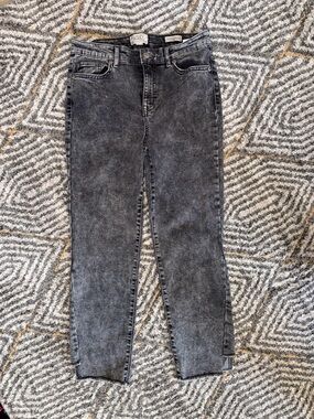 Logo by Lori Goldstein Mid Rise Straight Jeans Washed Charcoal Sz 6